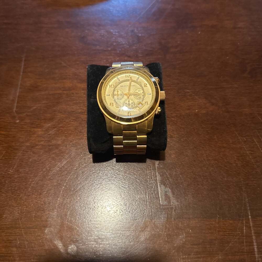 Michael Kors Oversized Runway Chronograph Gold-Tone Watch MK8077